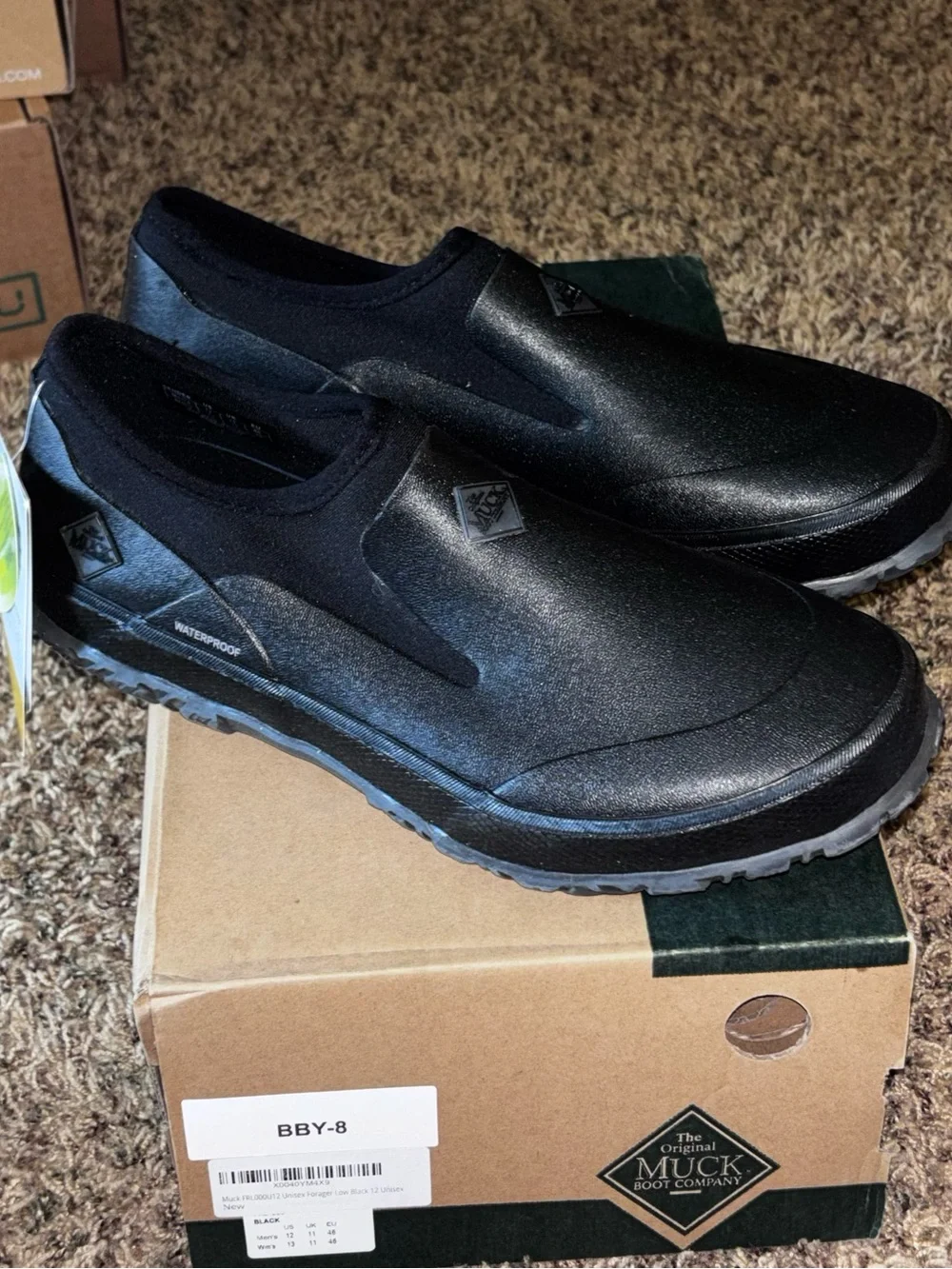 Muck Boot Company Mens Forager Slip On Shoe Black Waterproof FLR-000 Size 12 New